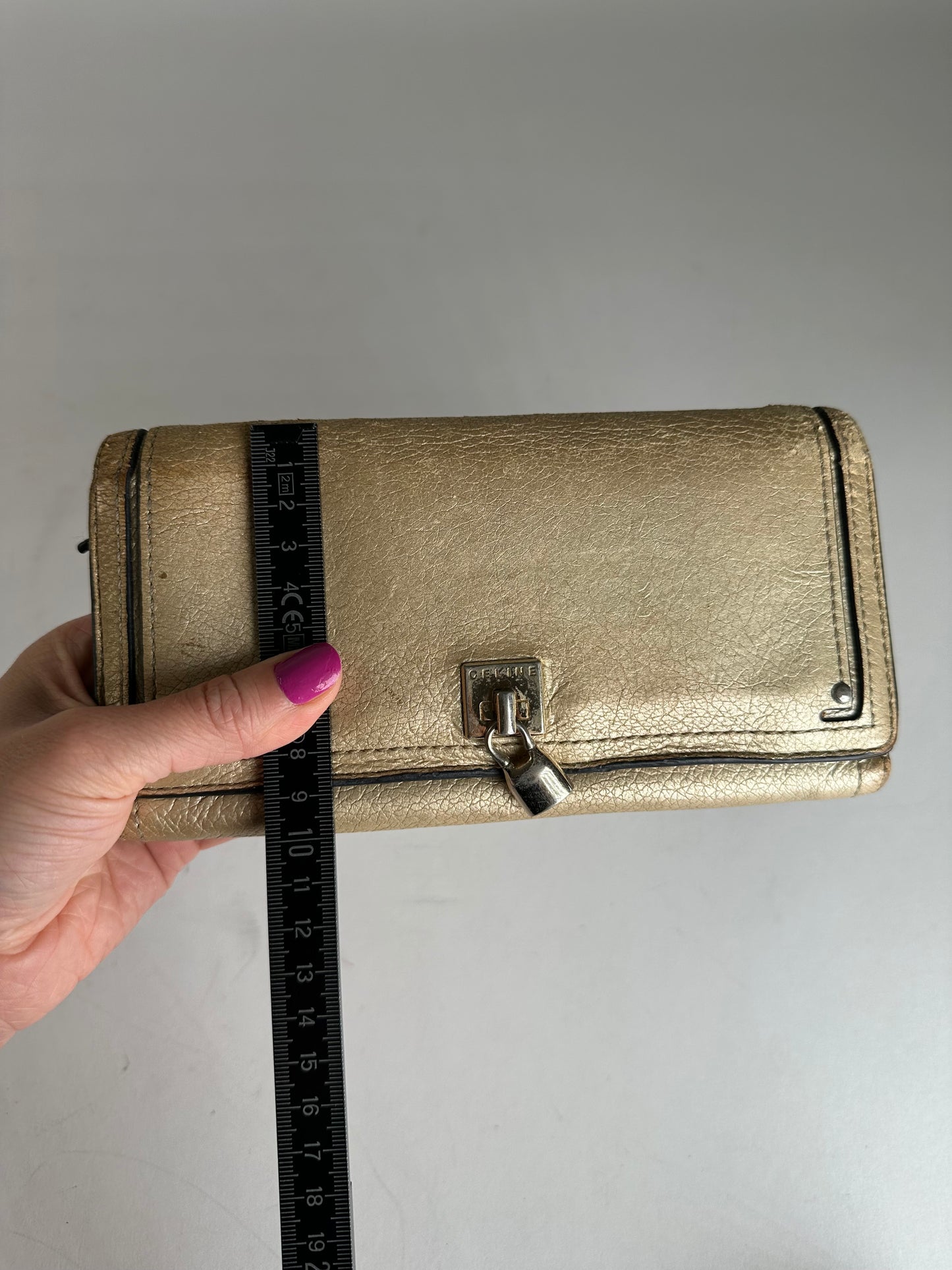 Vintage Celine Paris Leather Long Wallet Gold