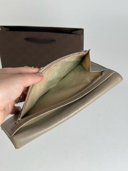 Vintage Gucci Horsebit Patent Leather Wallet beige