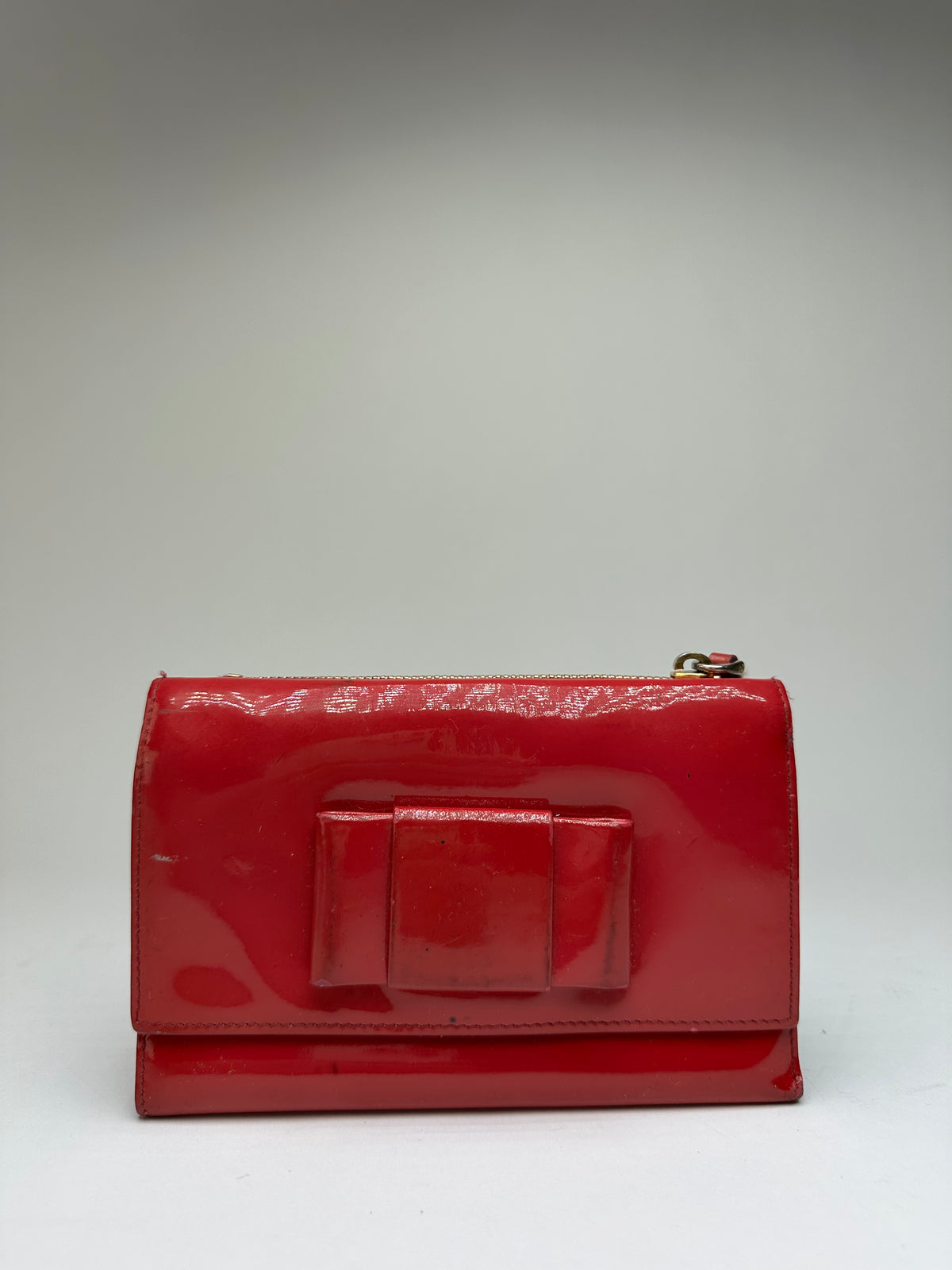 Vintage Miu Miu Patent Flap Wallet c. Late 2000s Red Burgundy