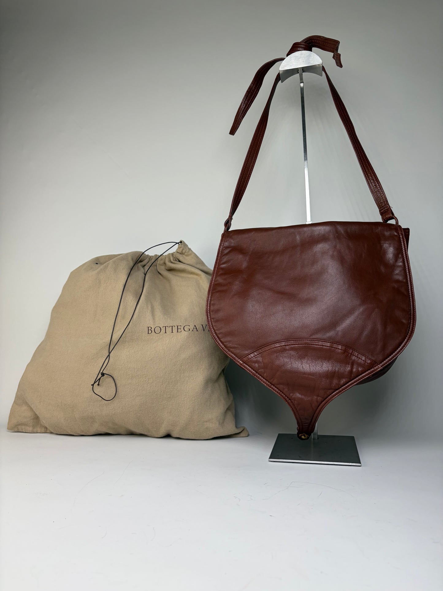 Vintage Bottega Veneta Soft Leather Hobo Bag Rust Brown
