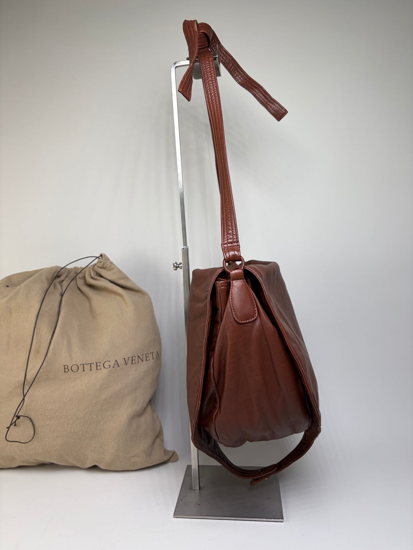 Vintage Bottega Veneta Soft Leather Hobo Bag Rust Brown