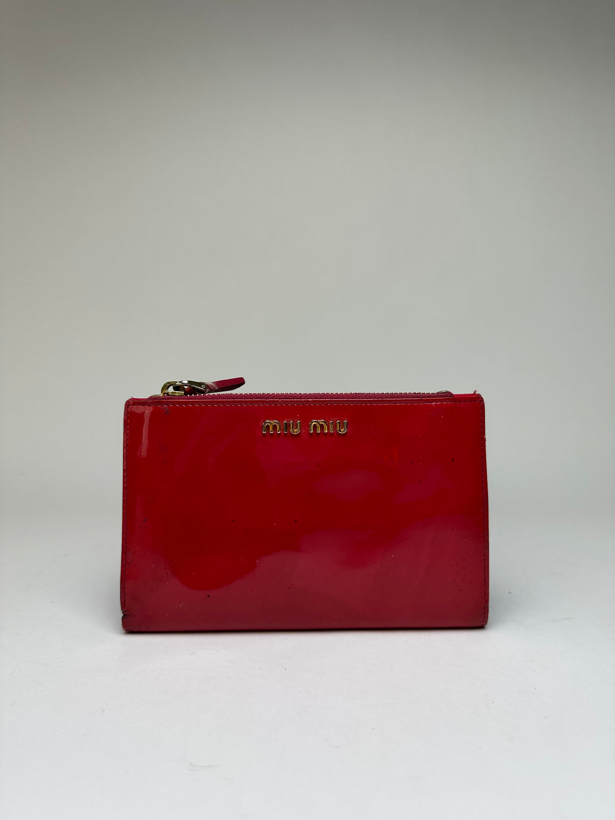 Vintage Miu Miu Patent Flap Wallet c. Late 2000s Red Burgundy