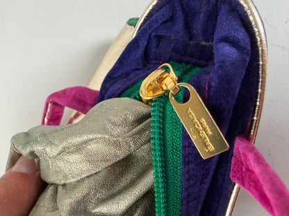 Vintage Balenciaga Velvet Mini Tote Bag Purple Pink Green