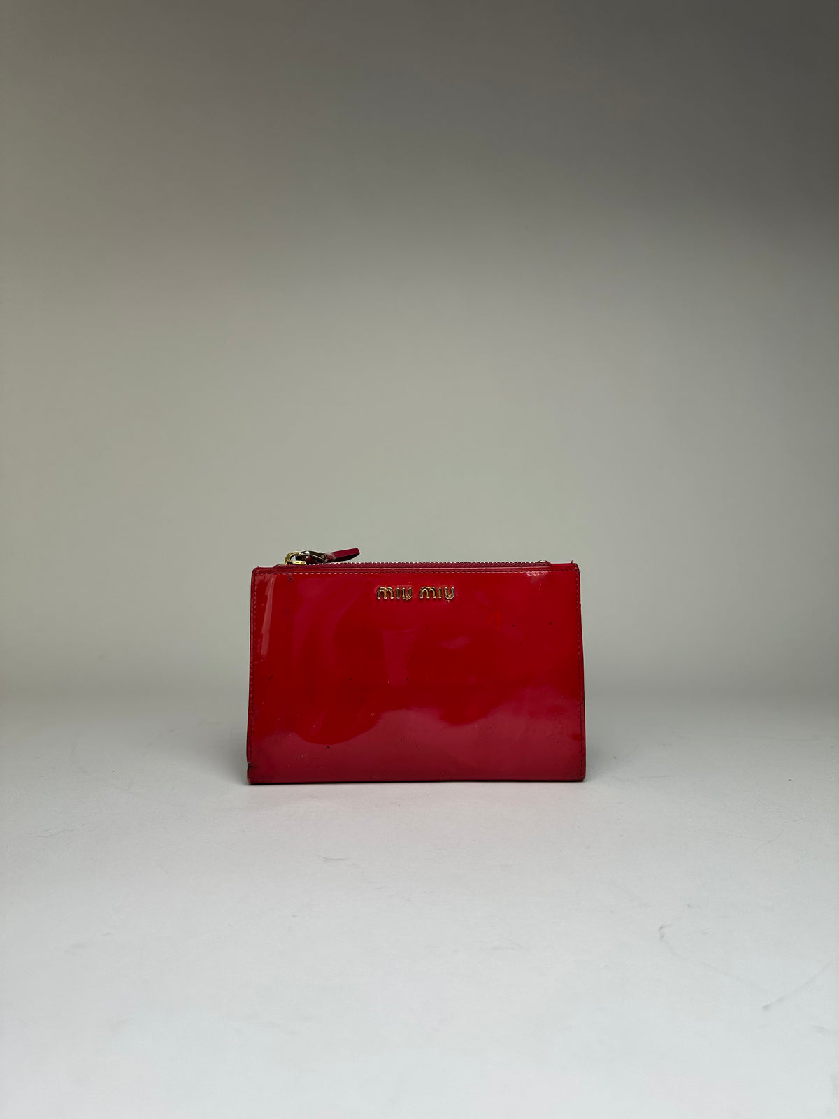 Vintage Miu Miu Patent Flap Wallet c. Late 2000s Red Burgundy