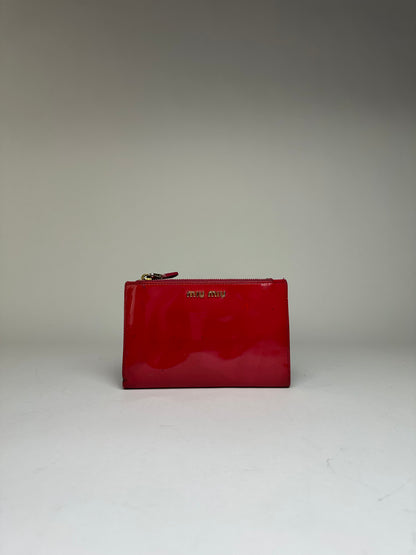 Vintage Miu Miu Patent Flap Wallet c. Late 2000s Red Burgundy