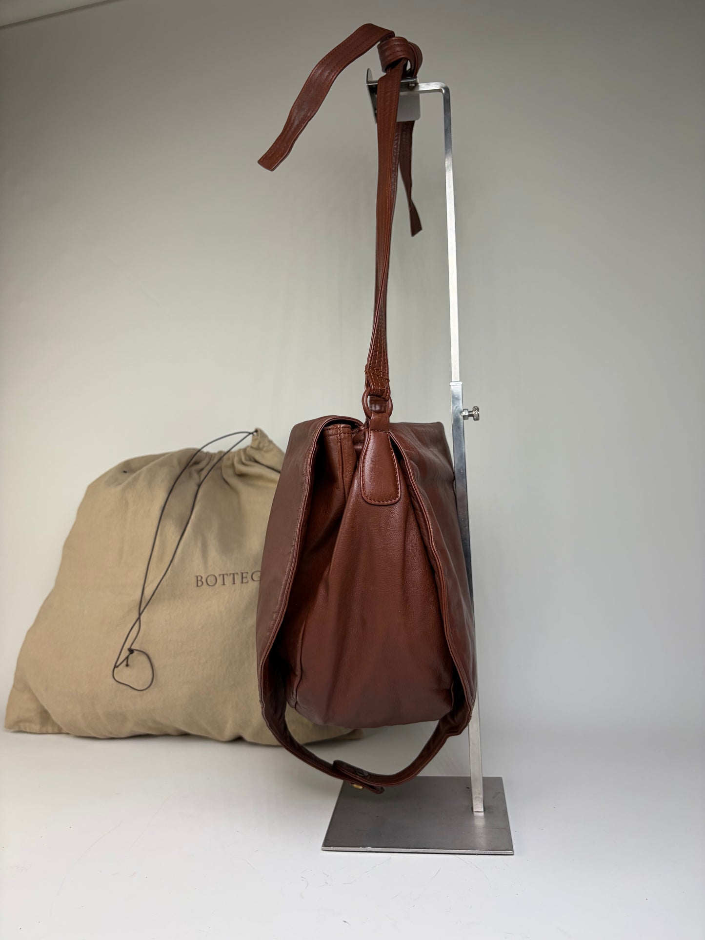 Vintage Bottega Veneta Soft Leather Hobo Bag Rust Brown