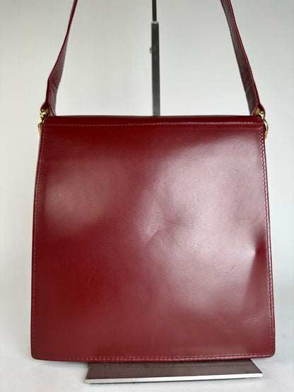 Vintage Cartier Leather Shoulder Bag Burgundy