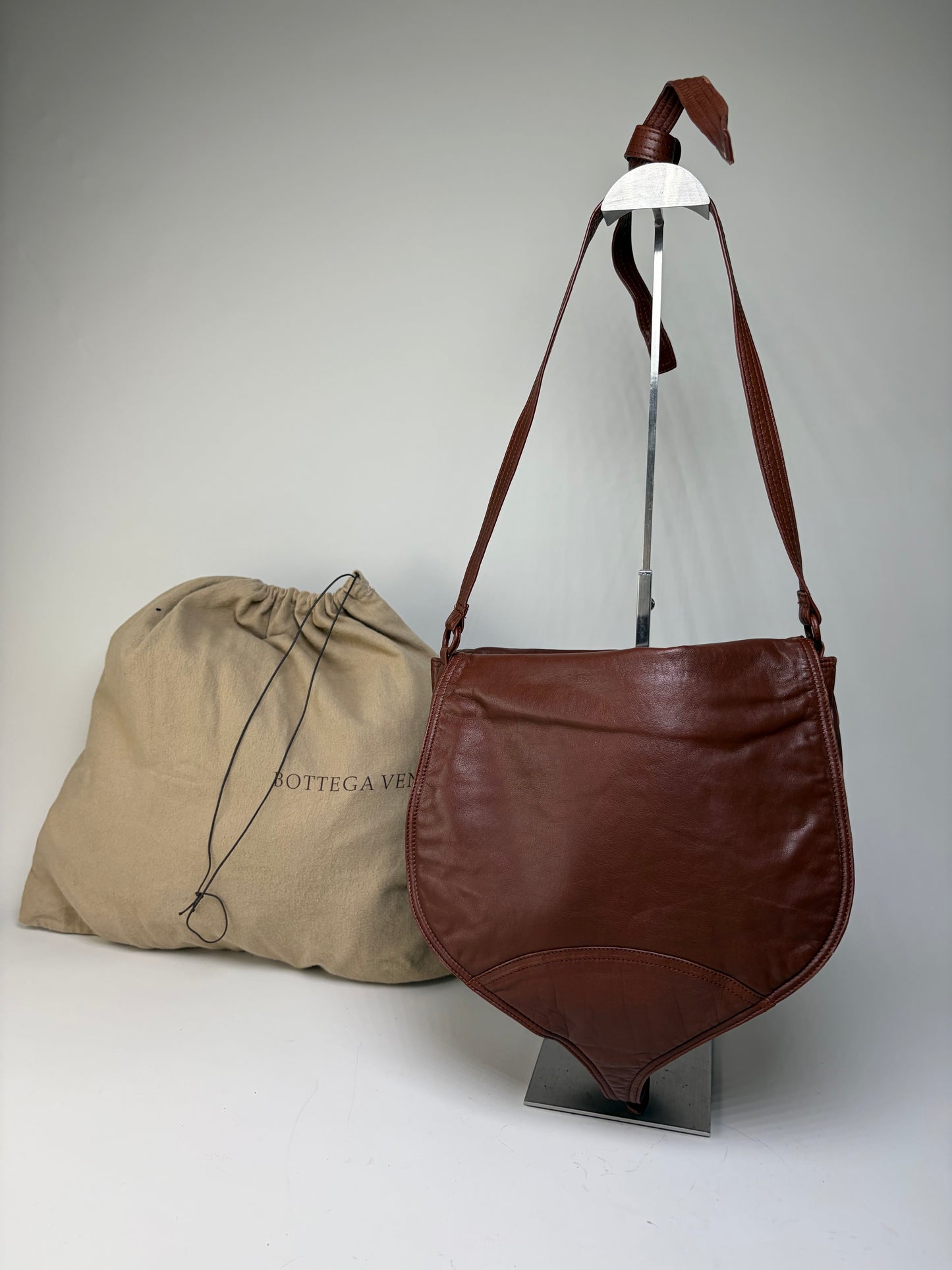 Vintage Bottega Veneta Soft Leather Hobo Bag Rust Brown