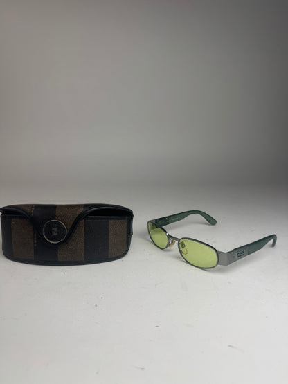 Lunettes de soleil rétro vintage Fendi Roma vertes