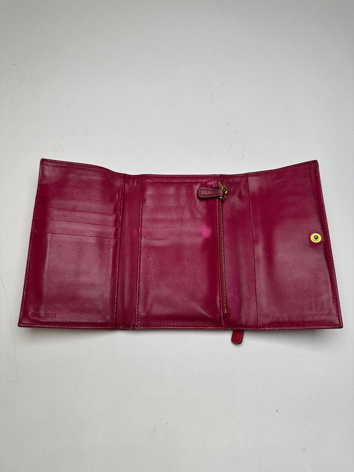 Vintage Miu Miu Patent Flap Wallet c. Late 2000s Red Burgundy