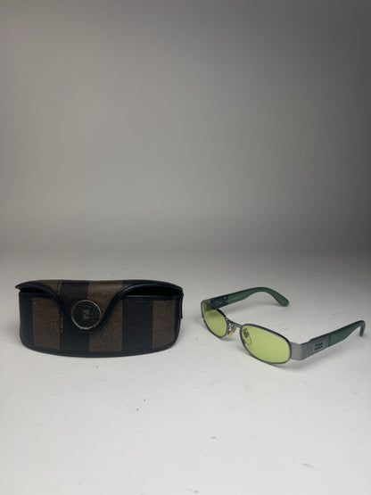 Lunettes de soleil rétro vintage Fendi Roma vertes