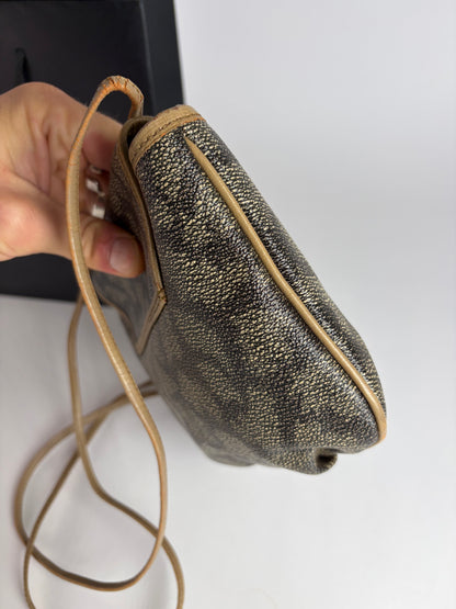 Vintage Yves Saint Laurent Mombasa Leopard Canvas Flap Crossbody Bag Late 1980s Beige Grey