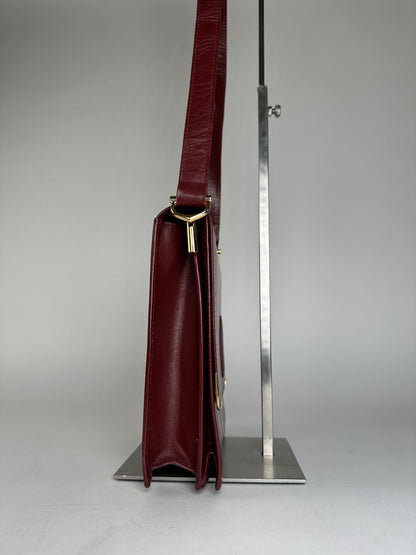 Vintage Cartier Leather Shoulder Bag Burgundy