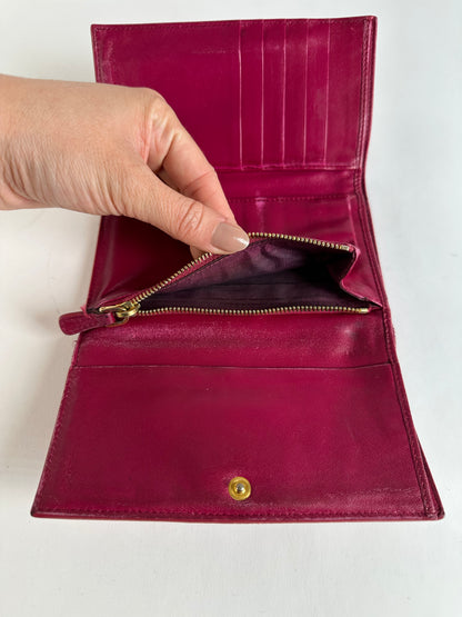 Vintage Miu Miu Patent Flap Wallet c. Late 2000s Red Burgundy