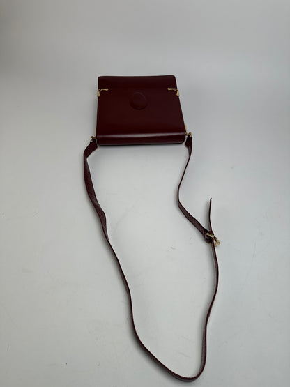 Vintage Cartier Leather Shoulder Bag Burgundy
