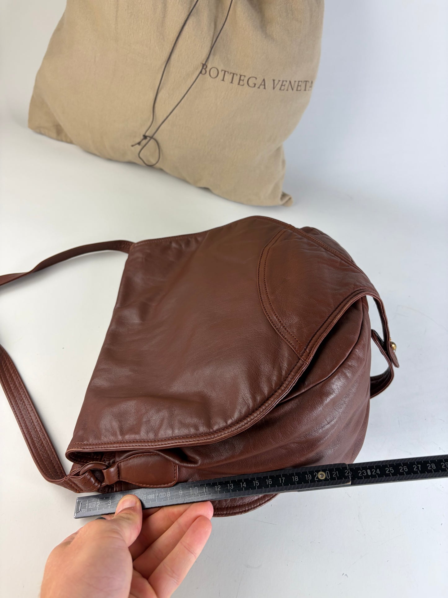 Vintage Bottega Veneta Soft Leather Hobo Bag Rust Brown