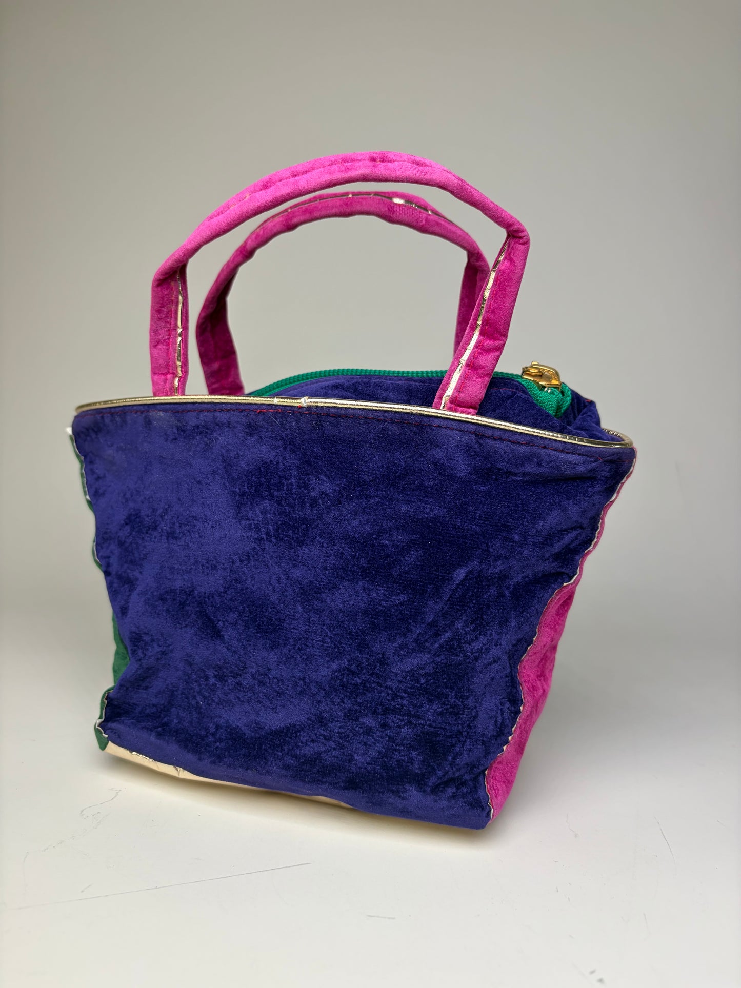 Vintage Balenciaga Velvet Mini Tote Bag Purple Pink Green
