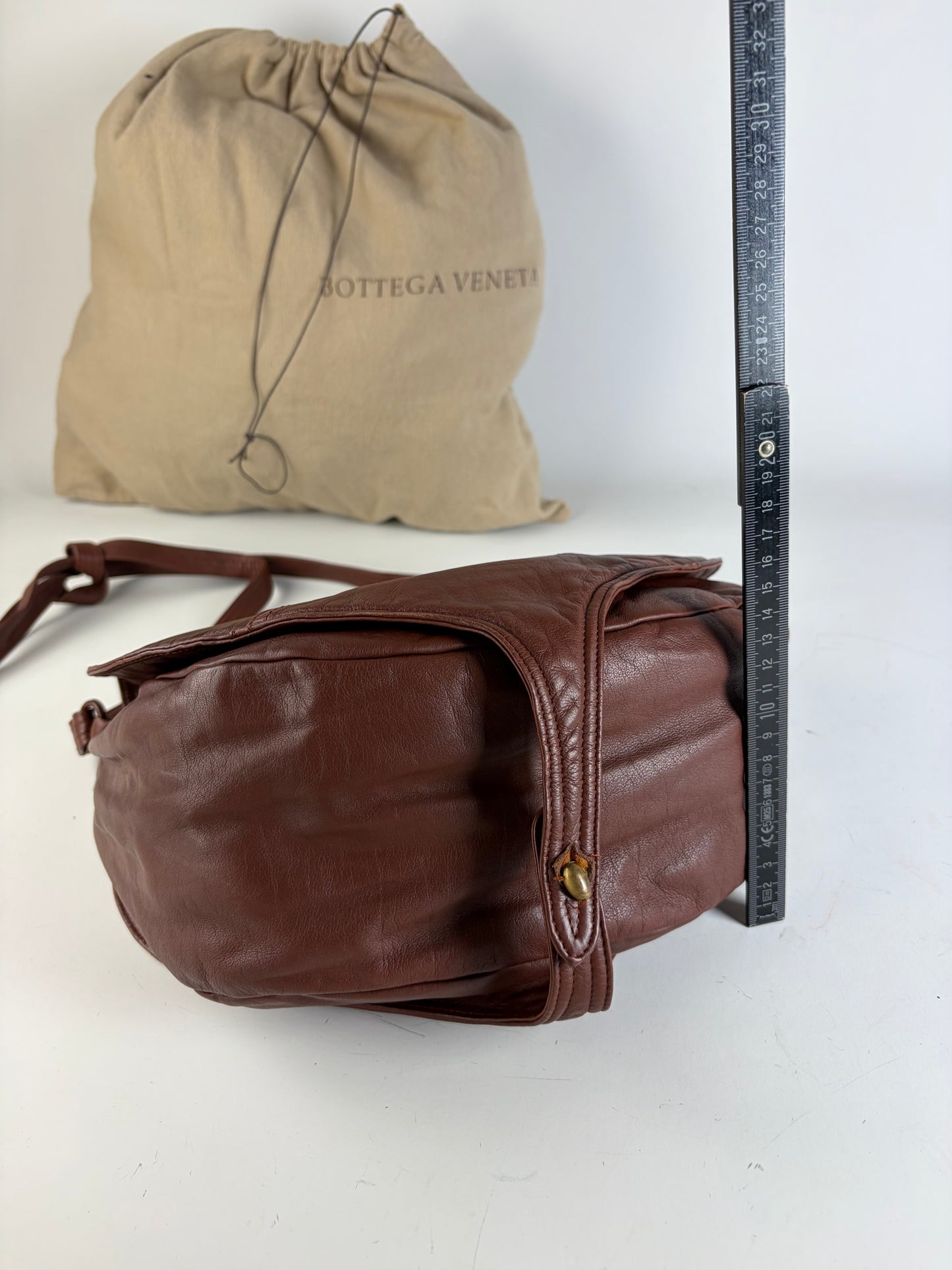 Vintage Bottega Veneta Soft Leather Hobo Bag Rust Brown