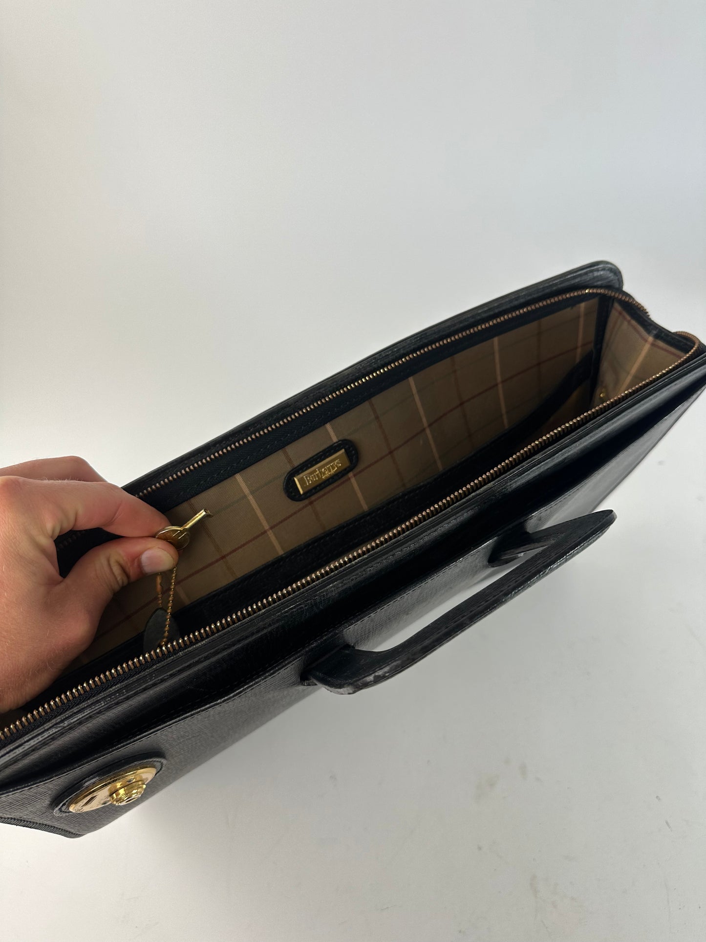 Vintage Burberry Leather Document Holder Black