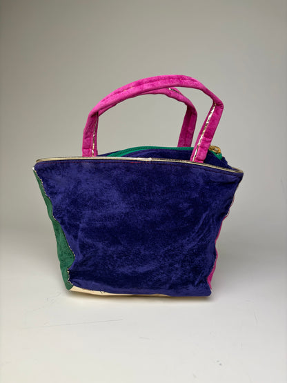 Vintage Balenciaga Velvet Mini Tote Bag Purple Pink Green