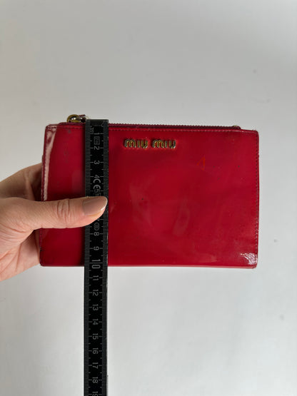 Vintage Miu Miu Patent Flap Wallet c. Late 2000s Red Burgundy
