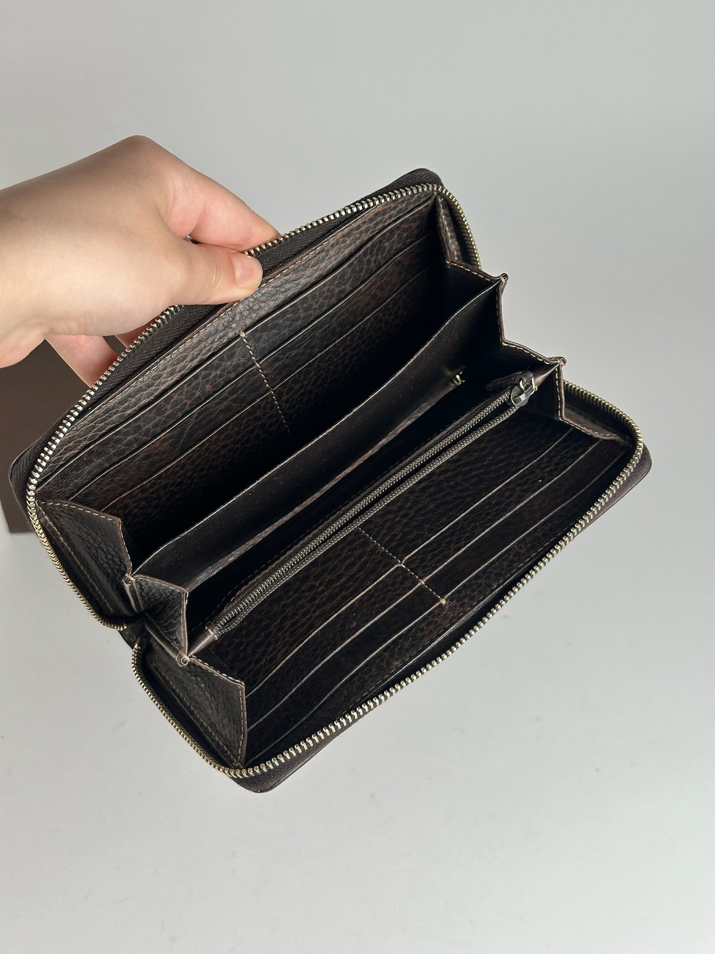 Portefeuille vintage en cuir monogramme Gucci beige marron