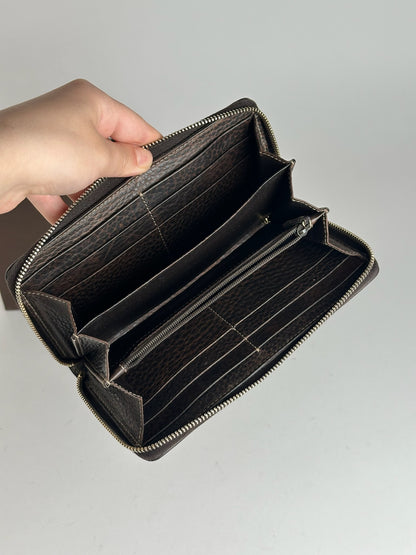 Portefeuille vintage en cuir monogramme Gucci beige marron