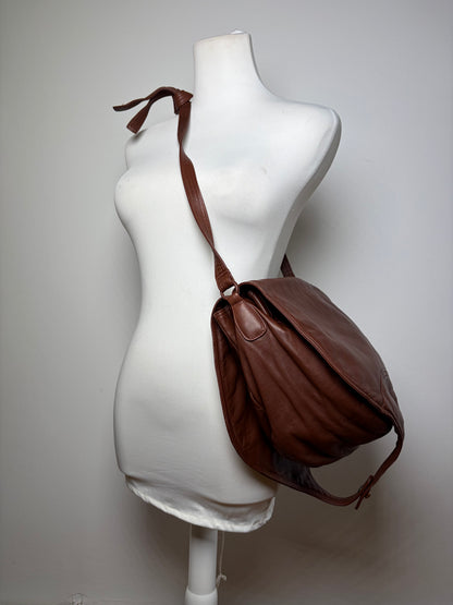 Vintage Bottega Veneta Soft Leather Hobo Bag Rust Brown