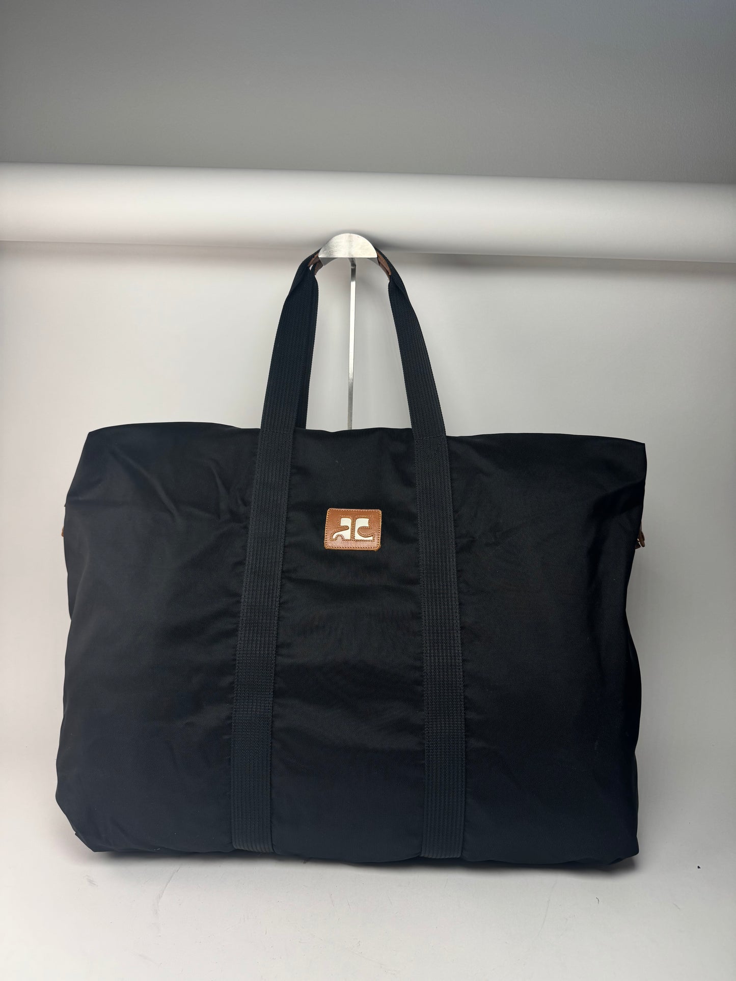 Vintage Courreges Polyester Duffel Bag Black
