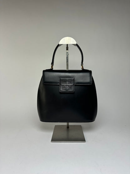 Vintage Givenchy Licensed 4G Leather Top-Handle Bag Late 1980s Black