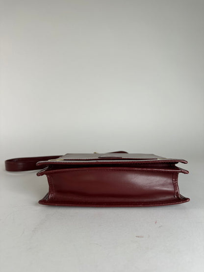 Vintage Cartier Leather Shoulder Bag Burgundy