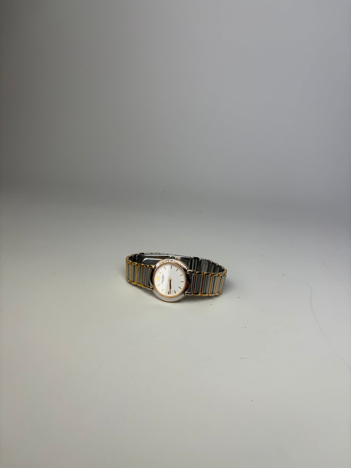 Vintage Courreges Stainless Steel Quartz Bracelet Watch Gold Silver