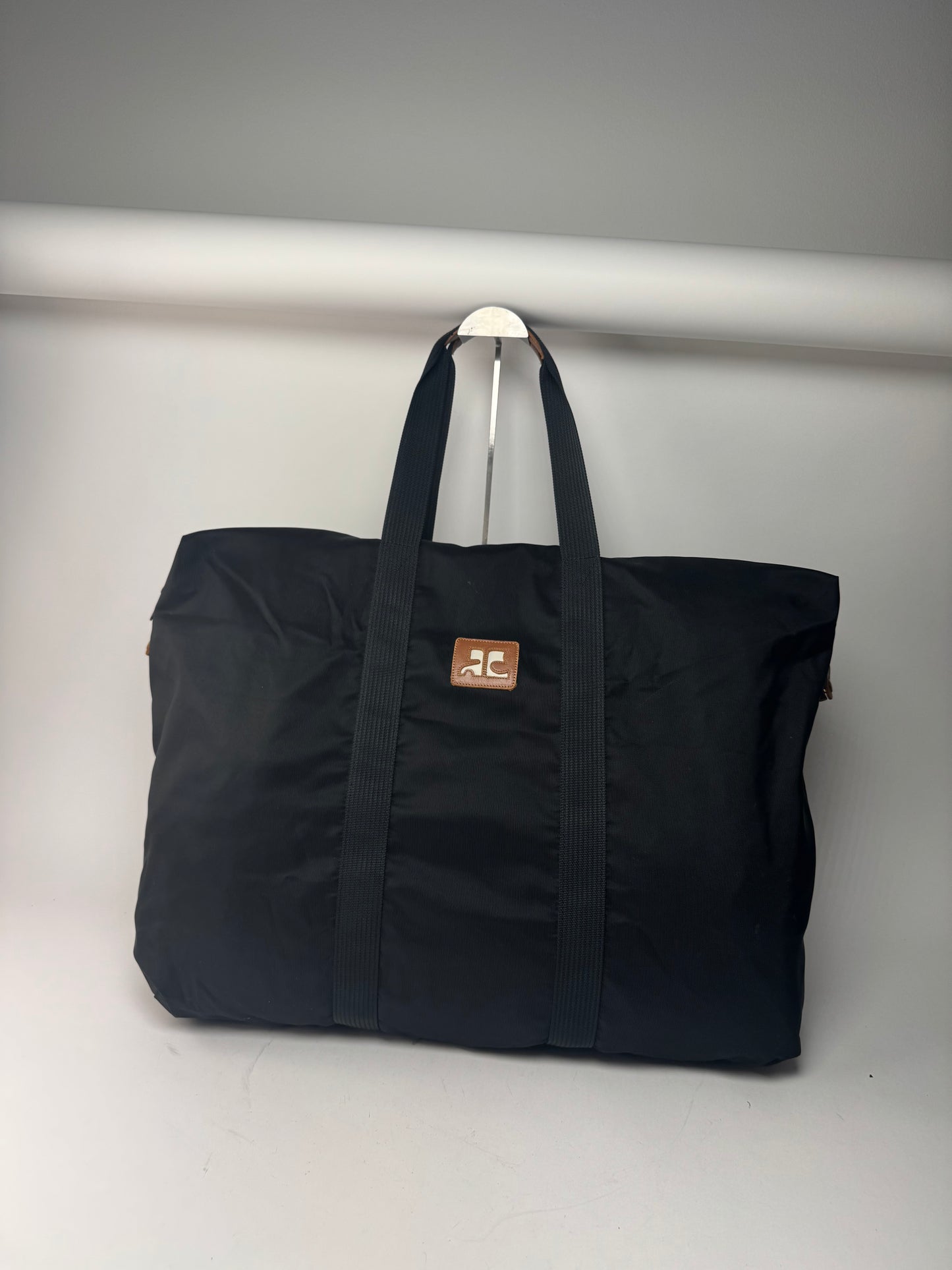 Vintage Courreges Polyester Duffel Bag Black