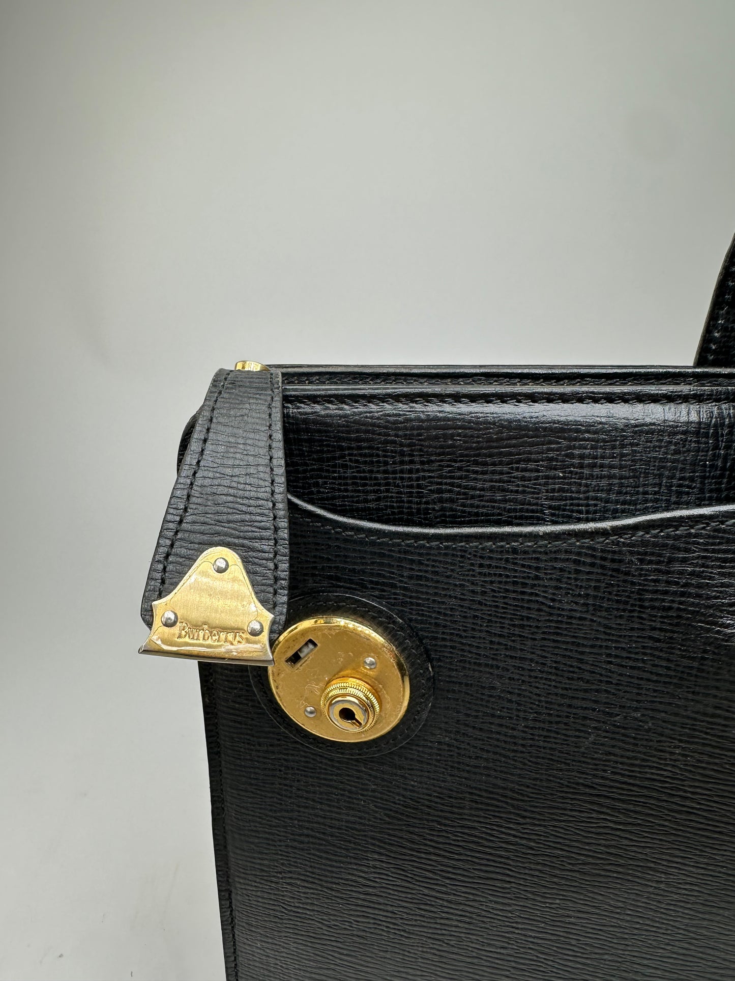 Vintage Burberry Leather Document Holder Black