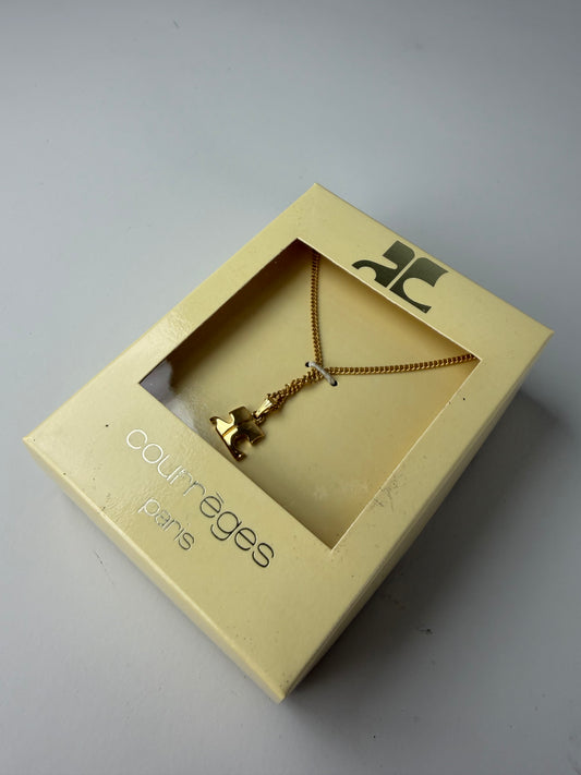 Vintage Courreges Chain Necklace Gold Metal with Box