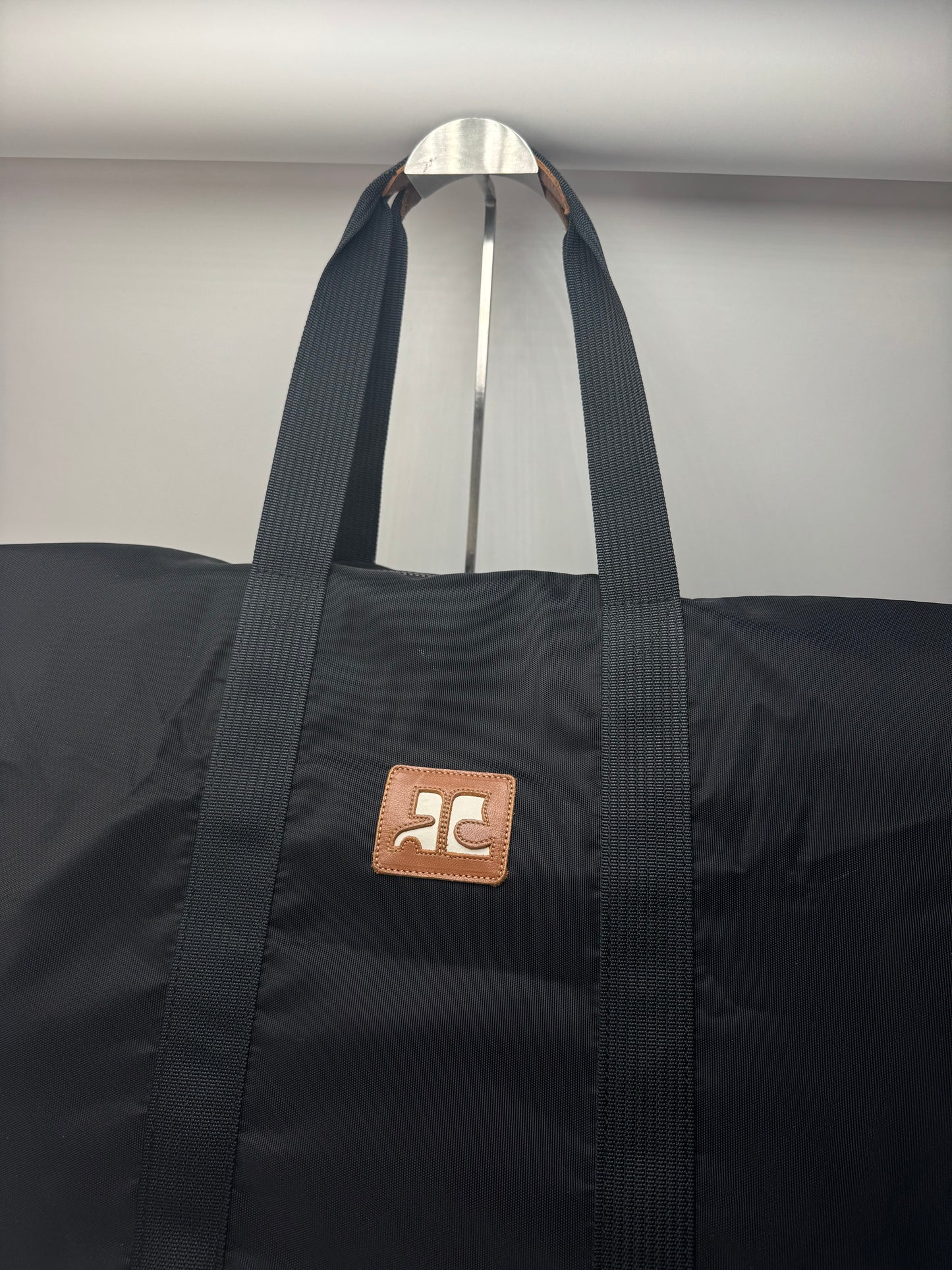 Vintage Courreges Polyester Duffel Bag Black