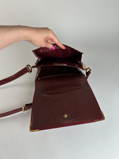 Vintage Cartier Leather Shoulder Bag Burgundy