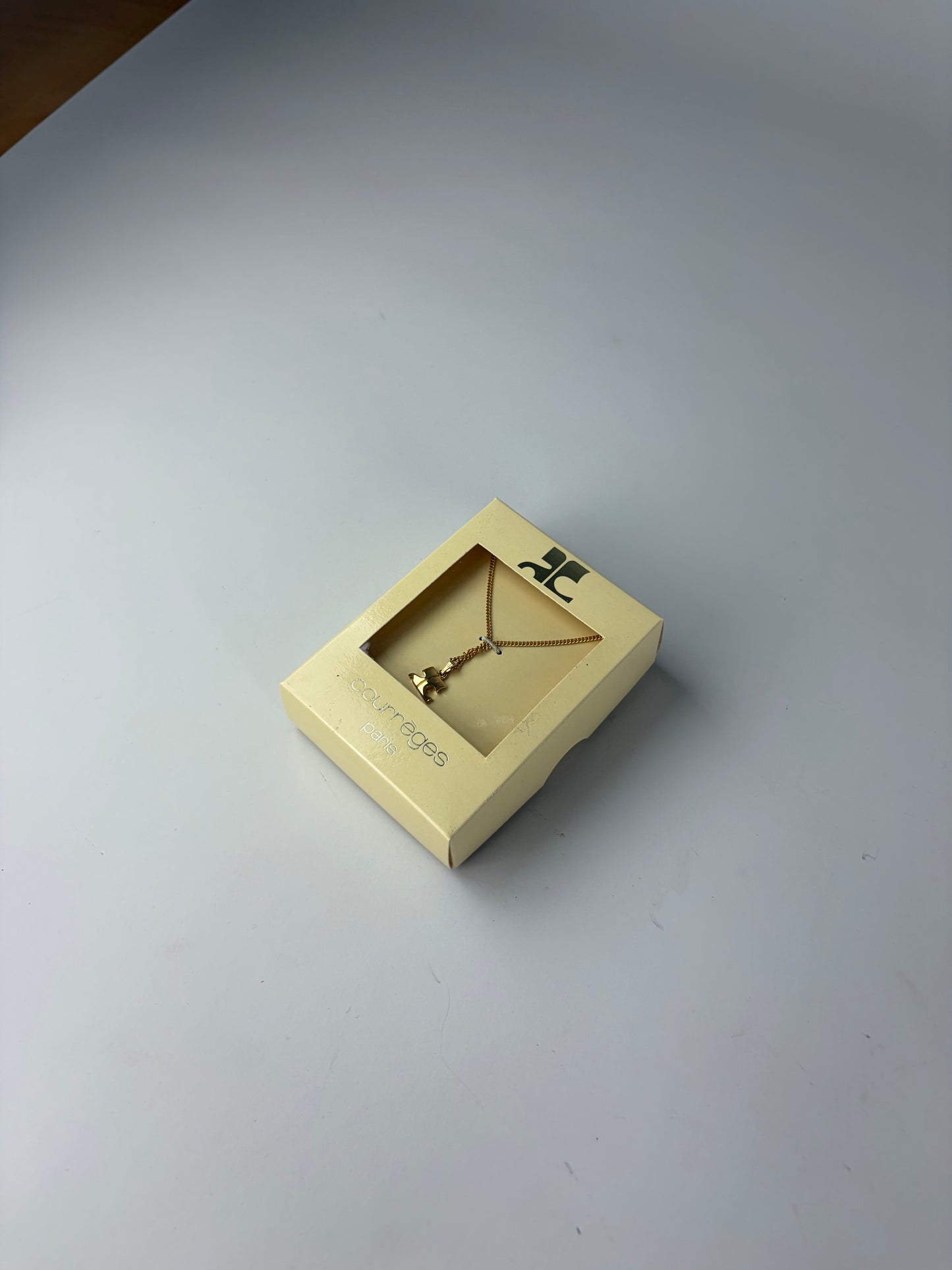 Vintage Courreges Chain Necklace Gold Metal with Box