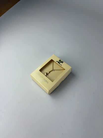 Vintage Courreges Chain Necklace Gold Metal with Box