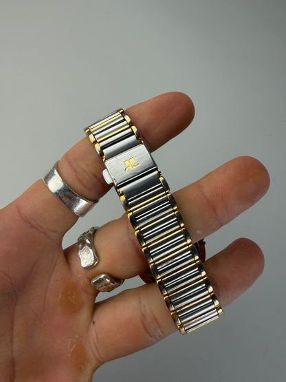 Vintage Courreges Stainless Steel Quartz Bracelet Watch Gold Silver