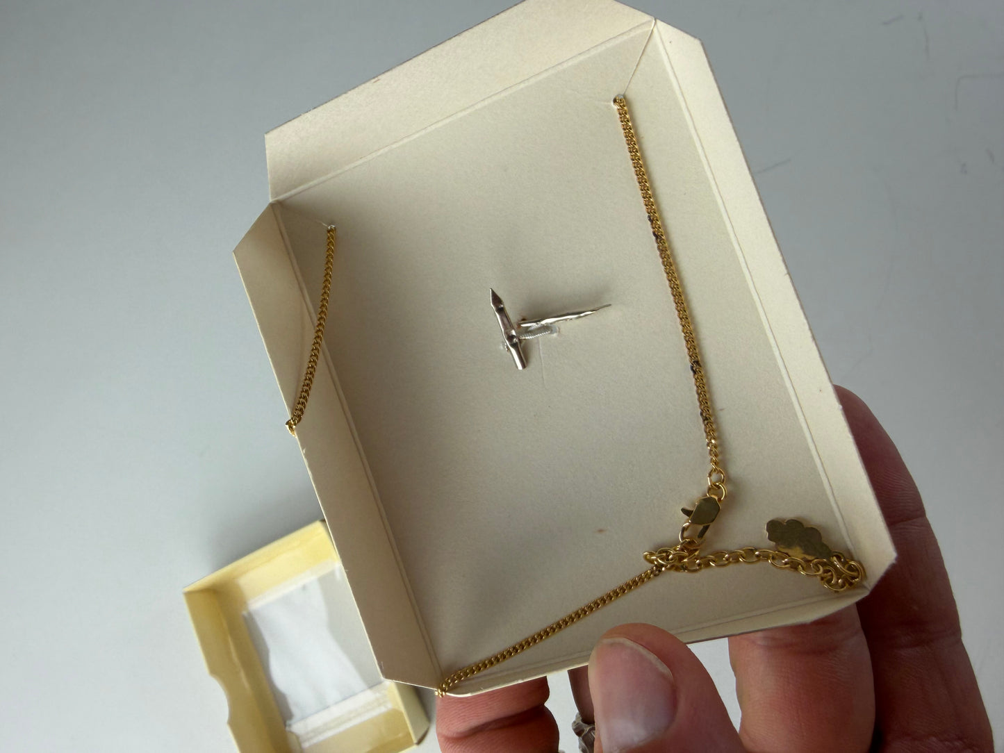 Vintage Courreges Chain Necklace Gold Metal with Box