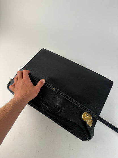 Vintage Burberry Leather Document Holder Black
