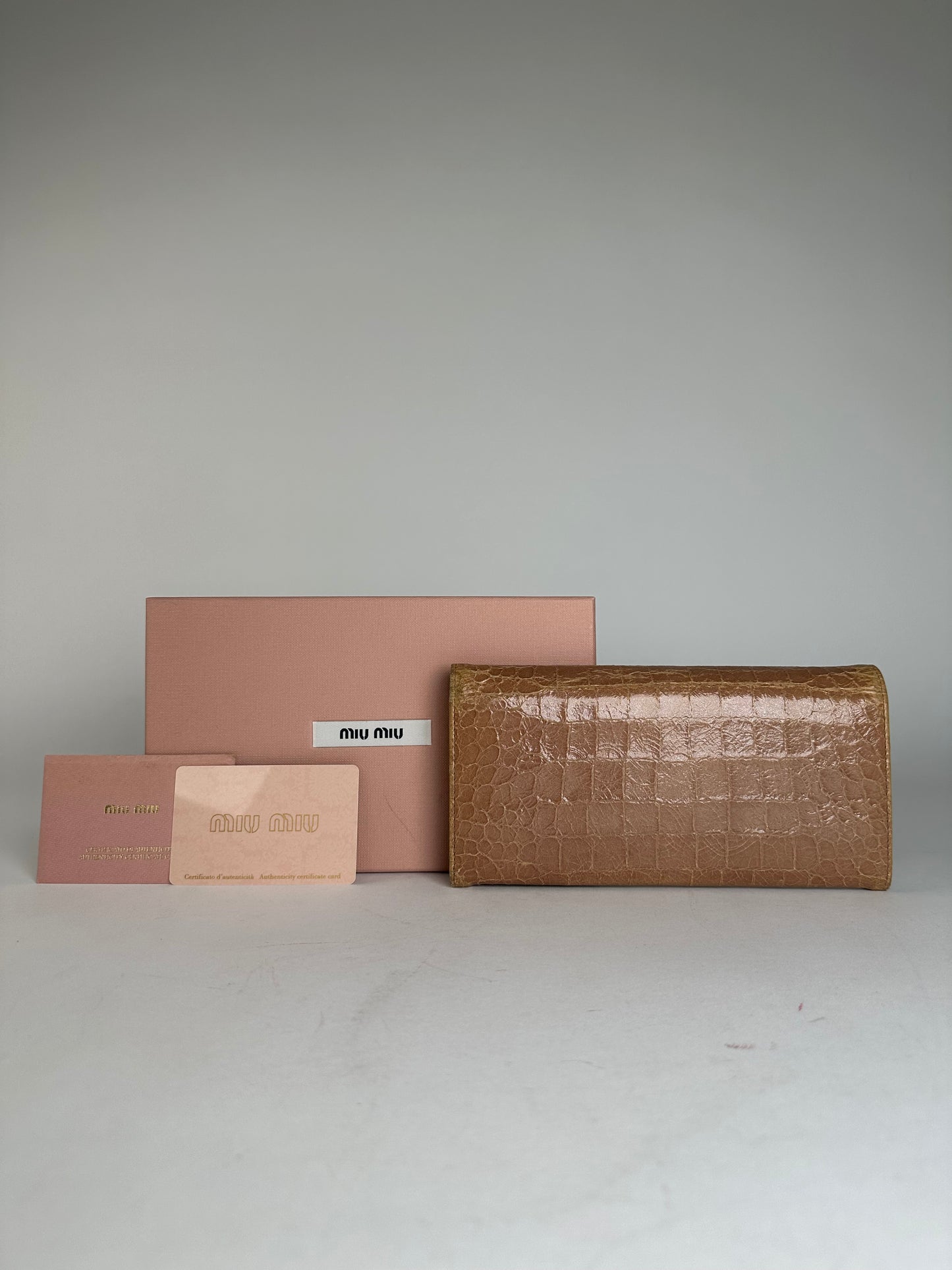 Vintage Miu Miu Leather Long Crocodile Wallet Brown
