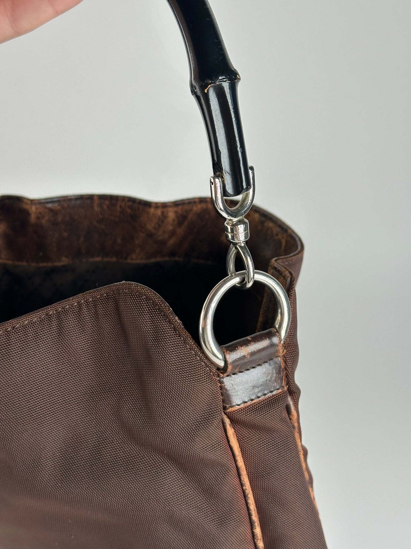 Sac Gucci vintage en polyester Bambo marron