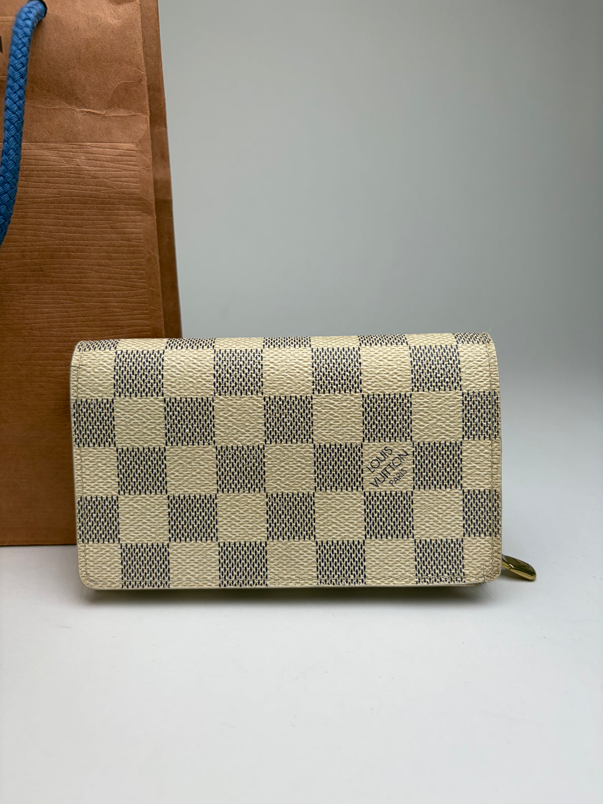 Vintage Louis Vuitton Damier Azur Bifold Wallet c. Late 2000s Cream
