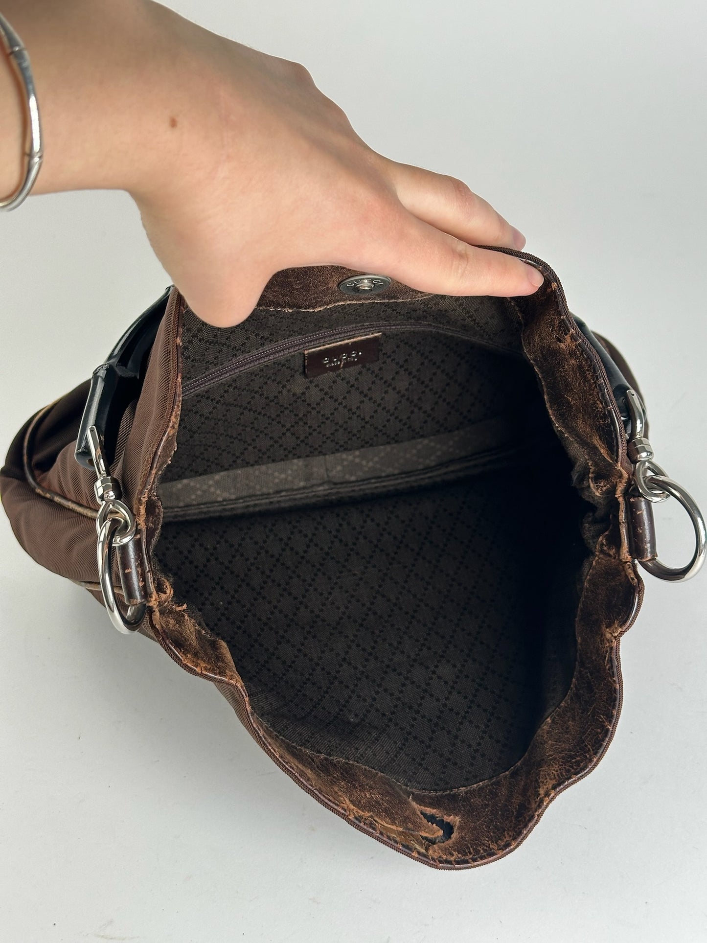 Sac Gucci vintage en polyester Bambo marron