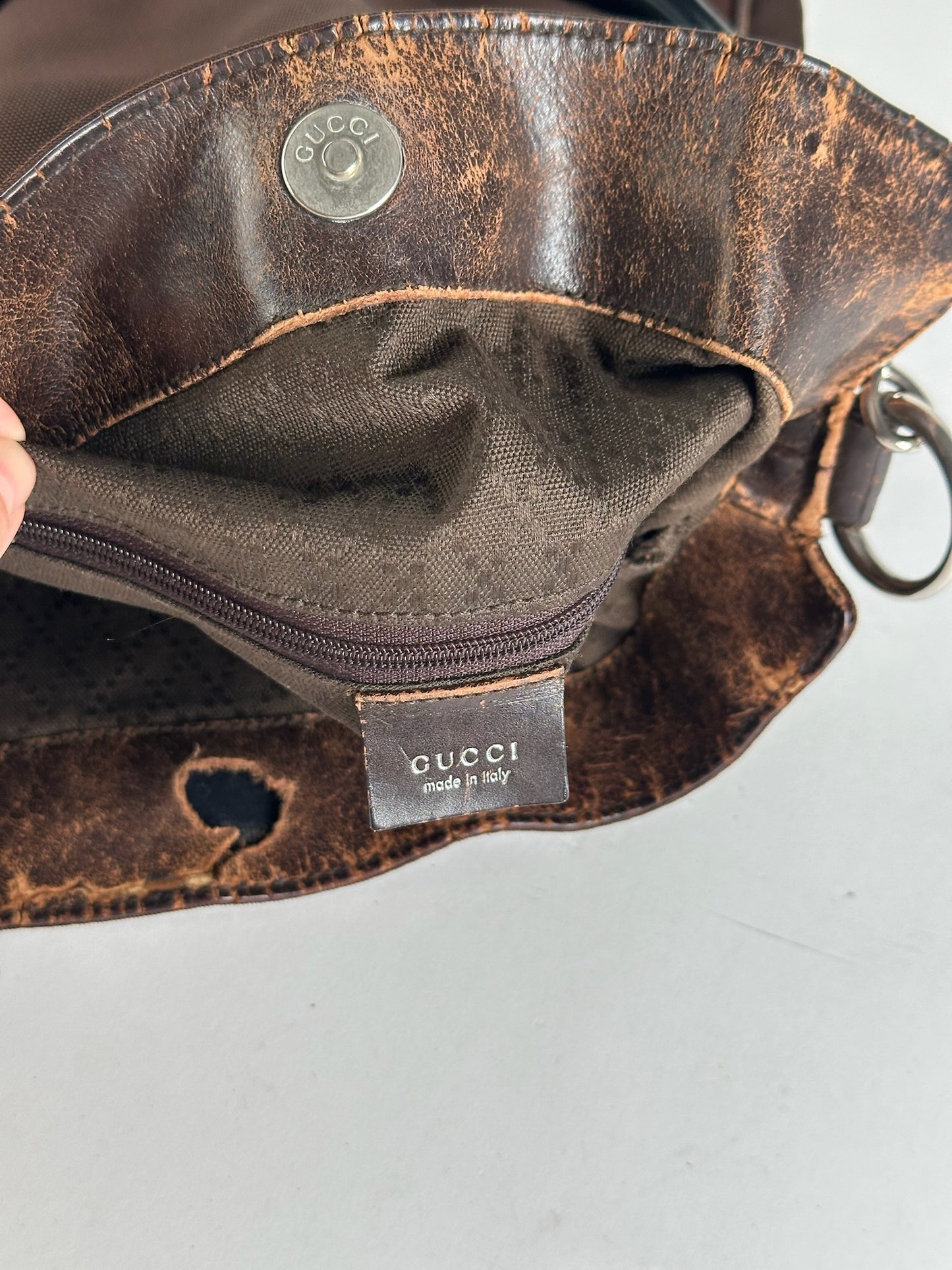 Sac Gucci vintage en polyester Bambo marron