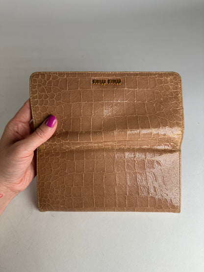 Vintage Miu Miu Leather Long Crocodile Wallet Brown