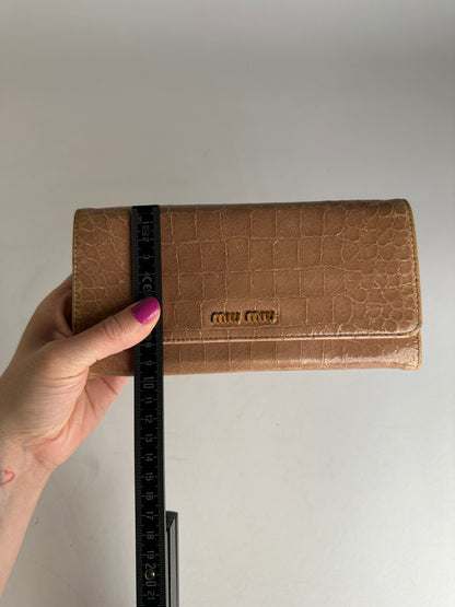 Vintage Miu Miu Leather Long Crocodile Wallet Brown