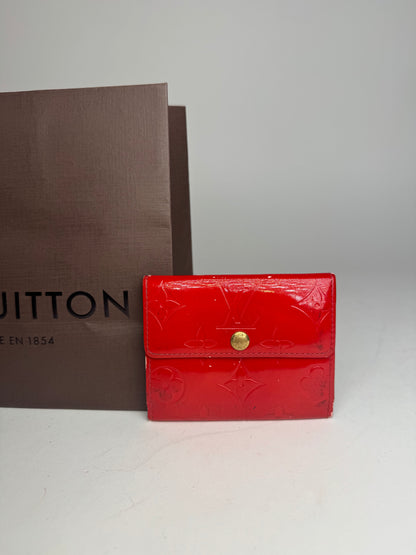 Vintage Louis Vuitton Vernis Leather Card Holder Red